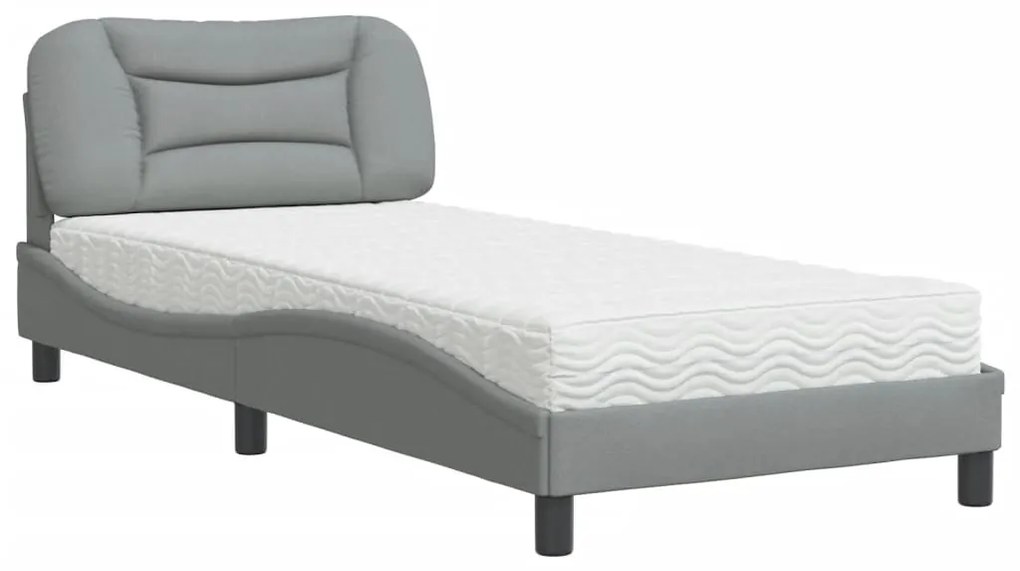 Letto con materasso grigio chiaro 90x200 cm in tessuto