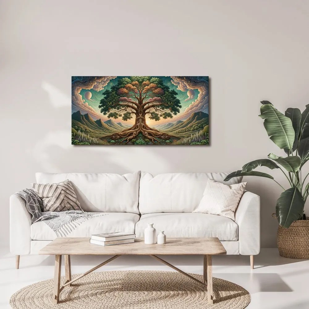 Quadro su tela – Misterioso albero della vita sotto il cielo