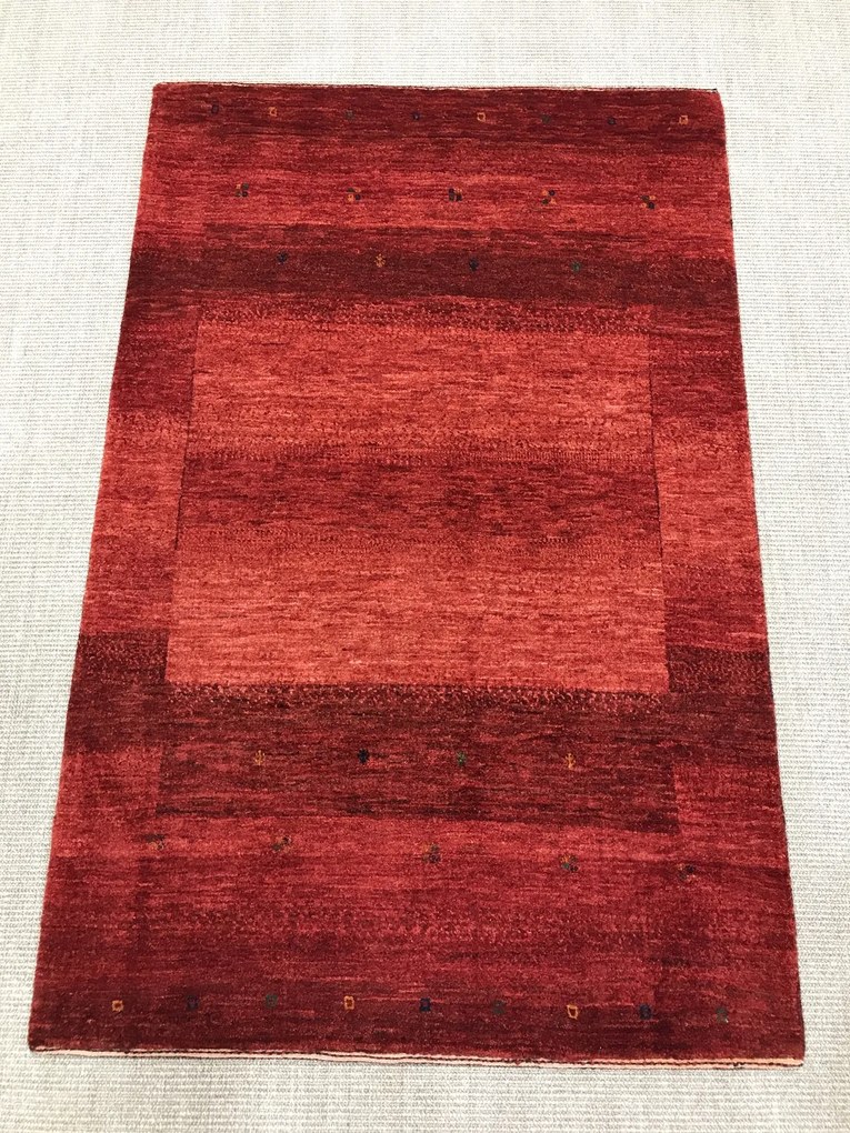 Loribaft Tappeto 100 x 150 Rosso (Iran) Annodato A Mano