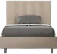 Letto una piazza e mezza contenitore imbottito 120x200 similpelle tortora Goya