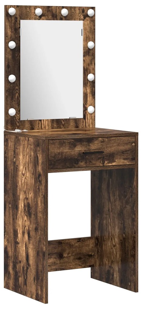 Set di tolette a 2 pezzi con led in legno ingegnerizzato di quercia affumicata