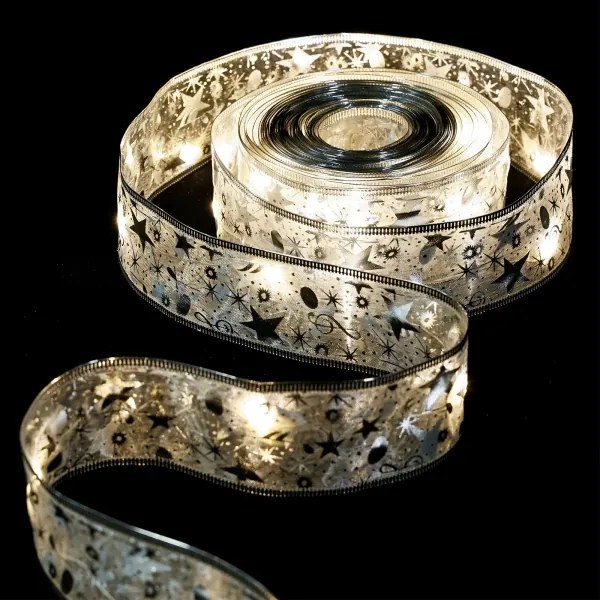 Aigostar - Catena luminosa LED per Natale 50xLED/3xAA 5m bianco caldo argento