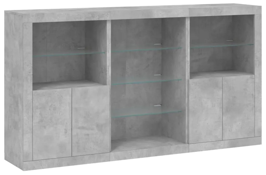 Credenza con luci led grigio cemento 181,5x37x100 cm