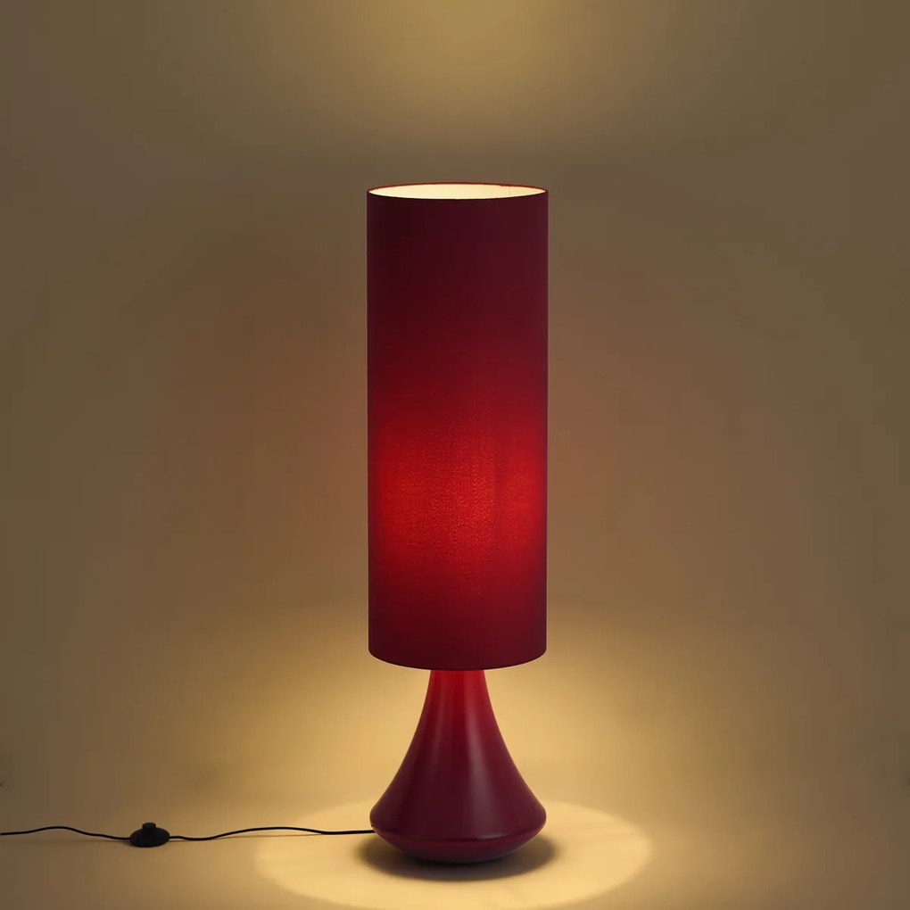 Lampada da terra retrò viola con paralume in tessuto - Mina