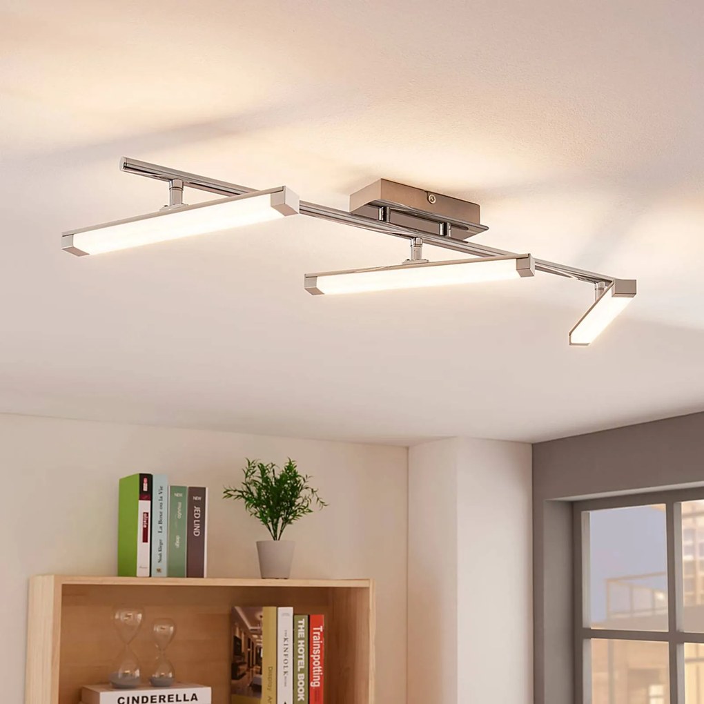 Lindby Plafoniera LED Pilou, a 3 luci, dimmerabile, cromo