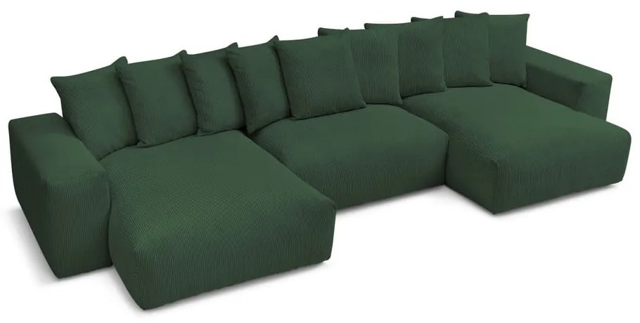 Divano angolare verde con rivestimento in velluto a coste Voltaire – Bobochic Paris