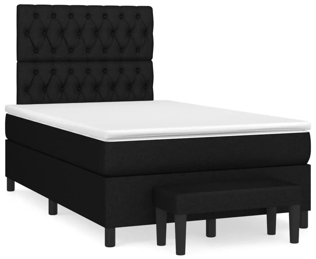 Giroletto a molle con materasso nero 120x190 cm in tessuto