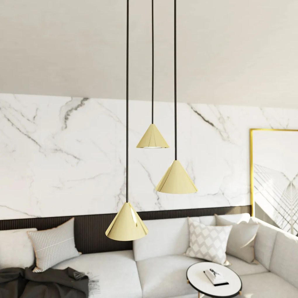 Lampadario a Sospensione in Acciaio ELIT 3 PREMIUM Nero e Oro 3xGX53