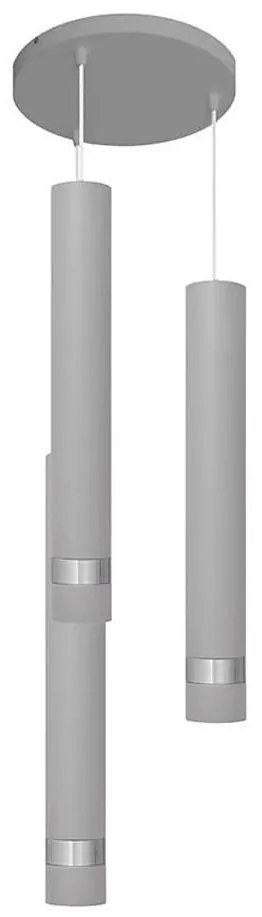 Lampadario LED a cavo TUBA 3xGU10/4,8W/230V grigio/cromo lucido