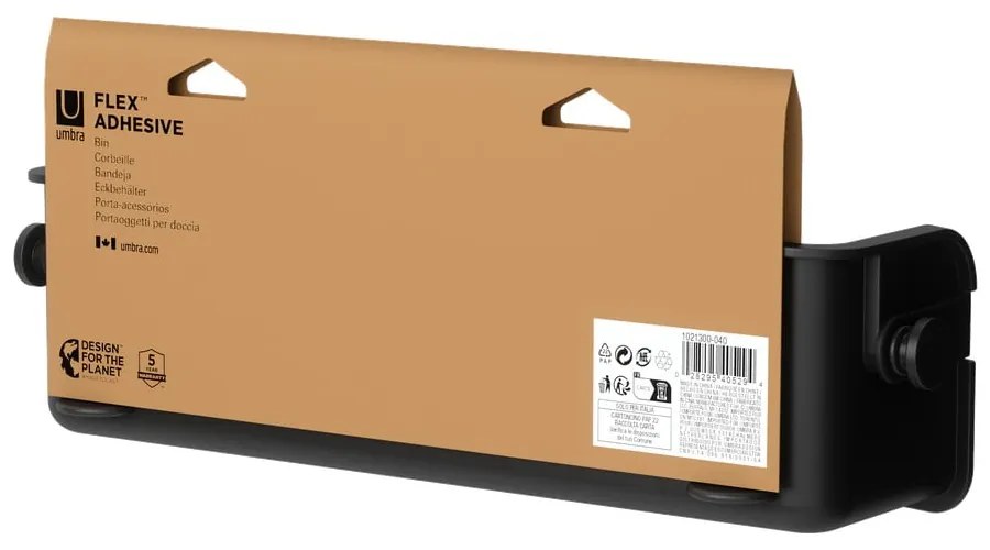 Mensola da bagno senza foratura nera in plastica Flex Adhesive – Umbra