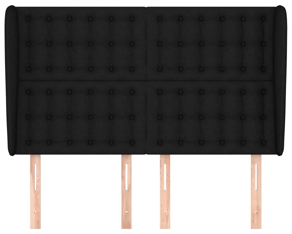 Testiera ad orecchio nera 147 x 23 x 118/128 cm in tessuto