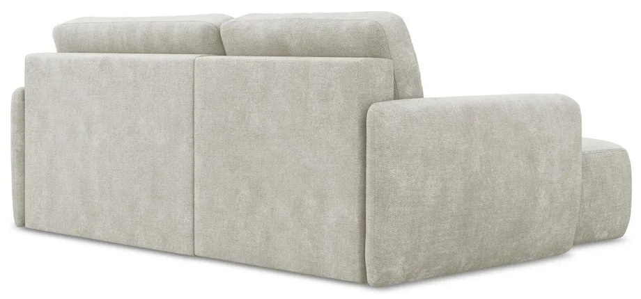 Divano angolare color crema allungabile/con contenitore (con penisola a sinistra/con chaise lounge) con rivestimento in ciniglia Lilo – Makamii