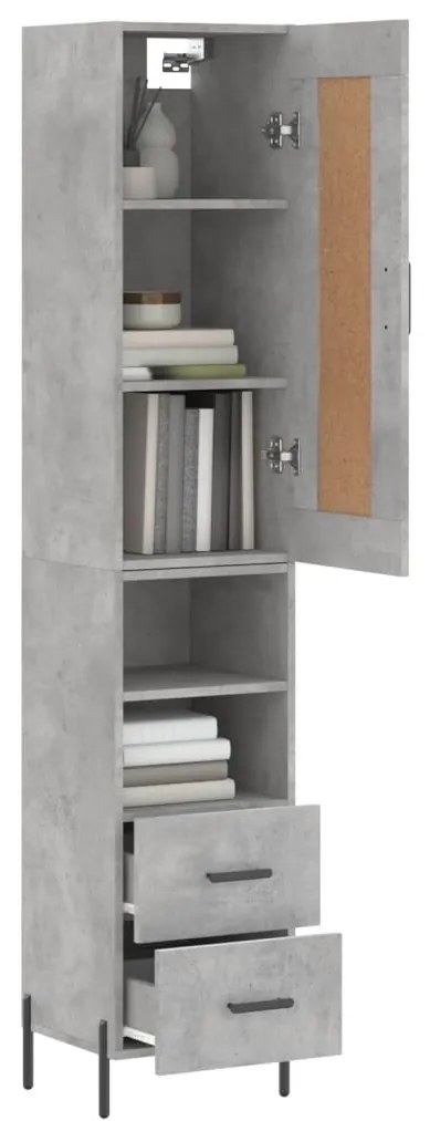 Credenza grigio cemento 34,5x34x180 cm in legno multistrato