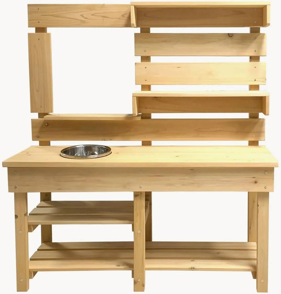 Set cucina giocattolo in legno da interno-esterno con accessori Mandu, set da 9
