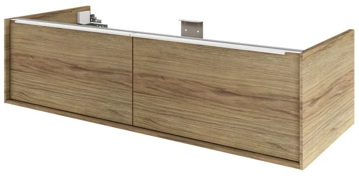 Mobile da bagno sospeso sotto lavabo L 120 x H 32 x P 48 cm quercia di campagna satinato, 2 cassetti SENSEA Neo