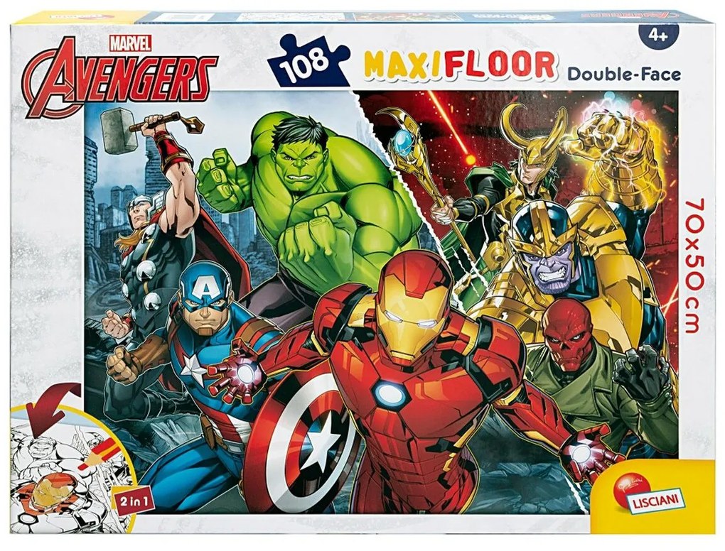 Puzzle per Bambini The Avengers Double-face 108 Pezzi 70 x 1,5 x 50 cm (6 Unità)