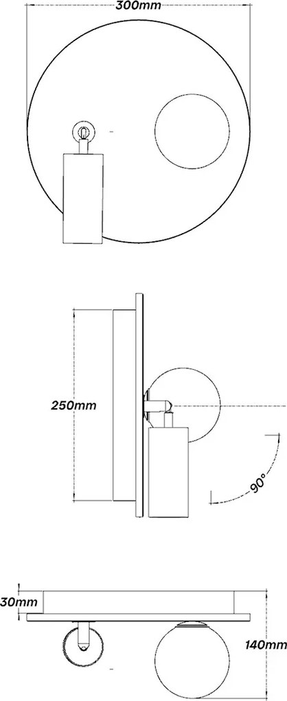 Applique da Parete GU10 e G9 Ø300mm in Pietra con Interruttore