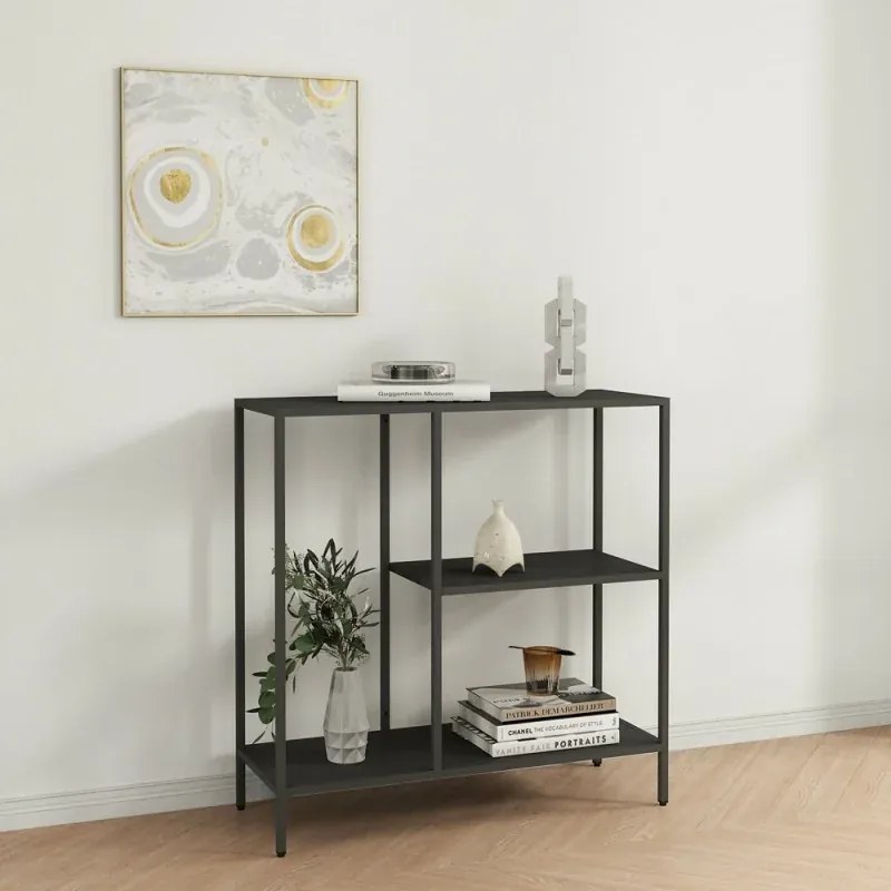 Mobile multiuso 80x80h cm in metallo grigio con vano e ripiani a giorno Jungle