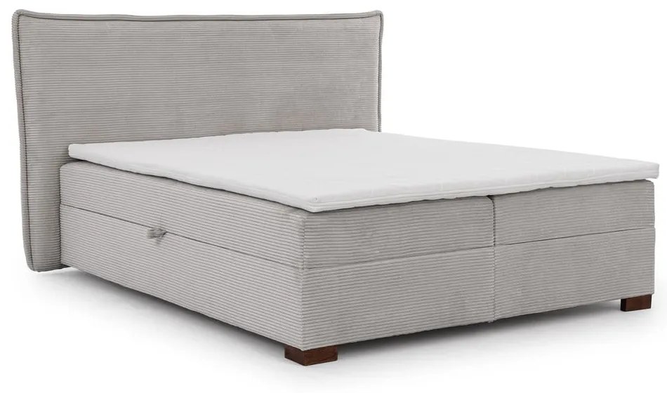 Letto boxspring grigio chiaro con contenitore 200x200 cm Lysa – Ropez