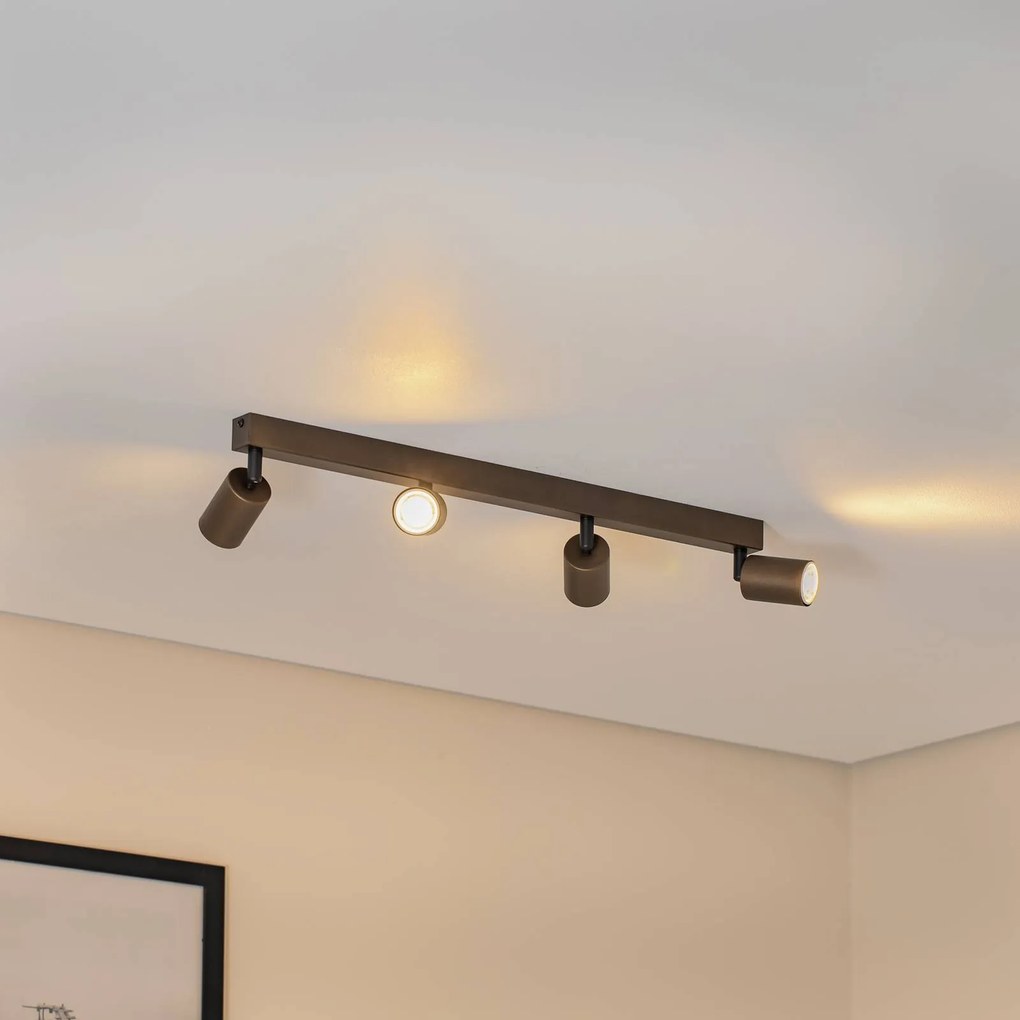 TK Lighting Faretto da soffitto Top, regolabile, marrone, lineare a 4 luci