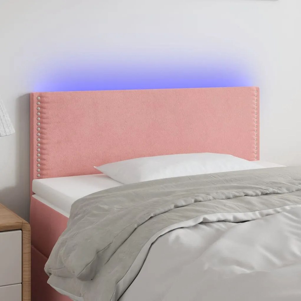 Testiera A Led Rosa 90x5x78/88 Cm İn Tessuto /