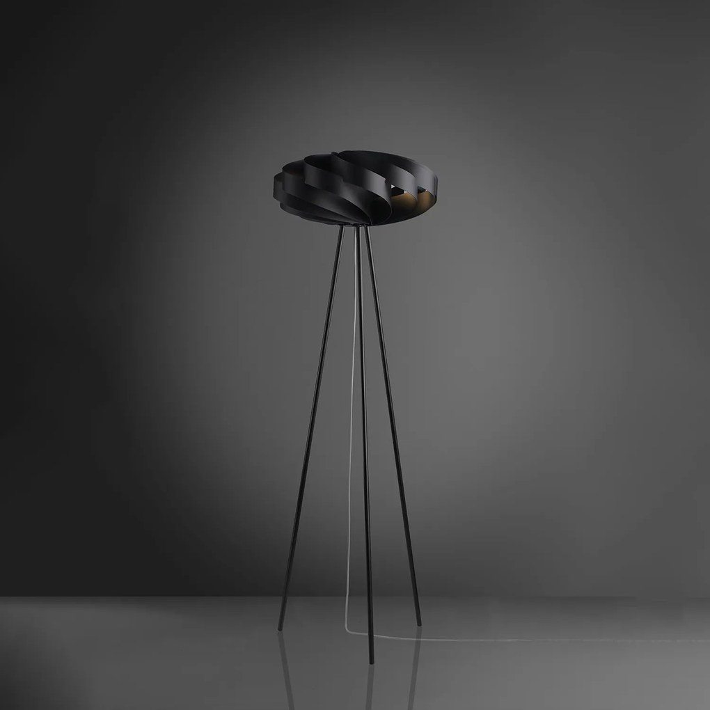 Piantana Moderna Flat Polilux ® Nero E Metallo 1 Luce E27