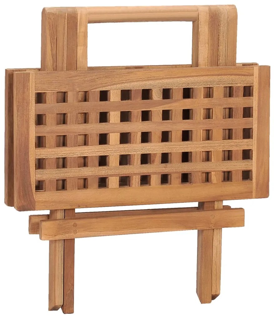 Set da pranzo giardino pieghevole 3 pz cuscino massello di teak