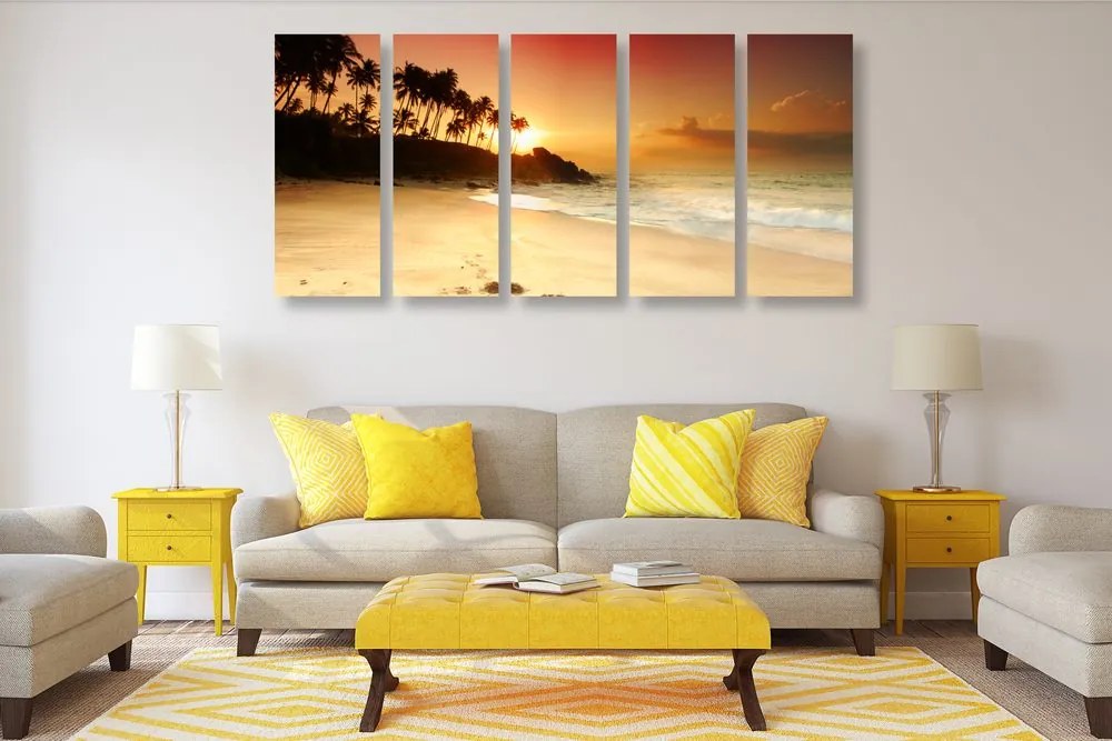 Quadri 5 pezzi – Tramonto in Sri Lanka