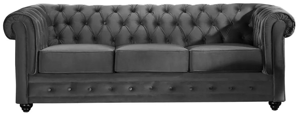 Divano CHESTERFIELD 3 posti in velluto Antracite