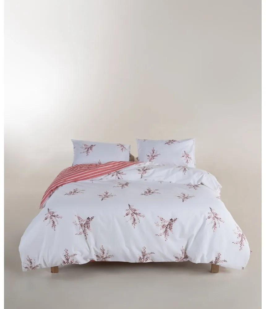 Set copripiumino e federa bianco/rosa in cotone renforcé per letto matrimoniale ed esteso 240x220 cm Breeze Floral – Mila Home Luxury