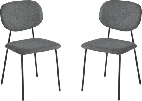 Sedia da pranzo in tessuto Grigio Scuro gambe metallo Nero - ELLIS 2 sedie