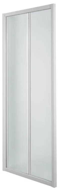 Porta doccia pieghevole Plumin 2.0 L 70 x H 185cm, Sp. 4 mm in vetro smerigliato profilo bianco