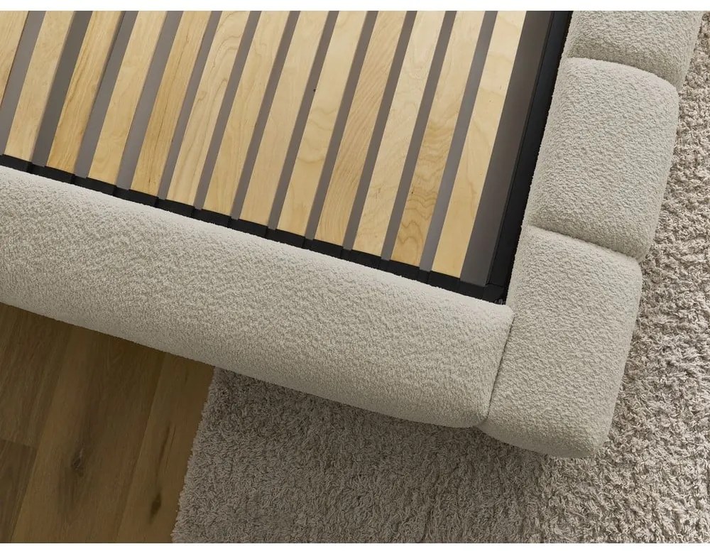 Letto matrimoniale imbottito beige contenitore e rete inclusi 160x200 cm Denali - Bobochic Paris