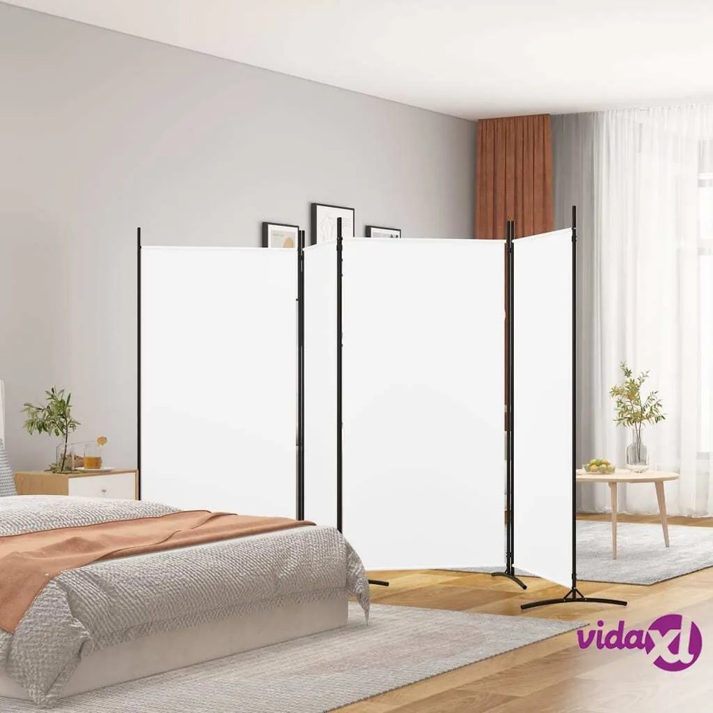 vidaXL Divisorio a 4 Pannelli Bianco 346x180 cm Tessuto
