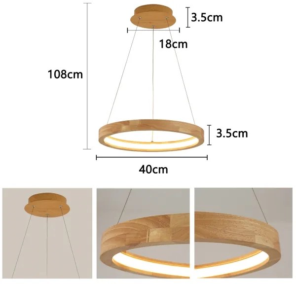 Brilagi - Lampadario LED a sospensione con cavo UMEA WOOD LED/30W/230V Ø 40 cm in legno