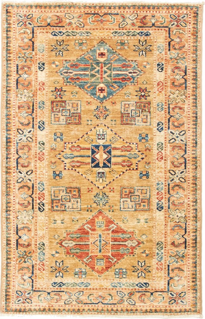 Kazak Tappeto orientale 130x80 Giallo (Pakistan) Annodato A Mano