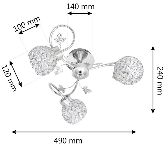 Lampadario a plafone SOPHIA 3xE27/15W/230V cromo lucido/limpido