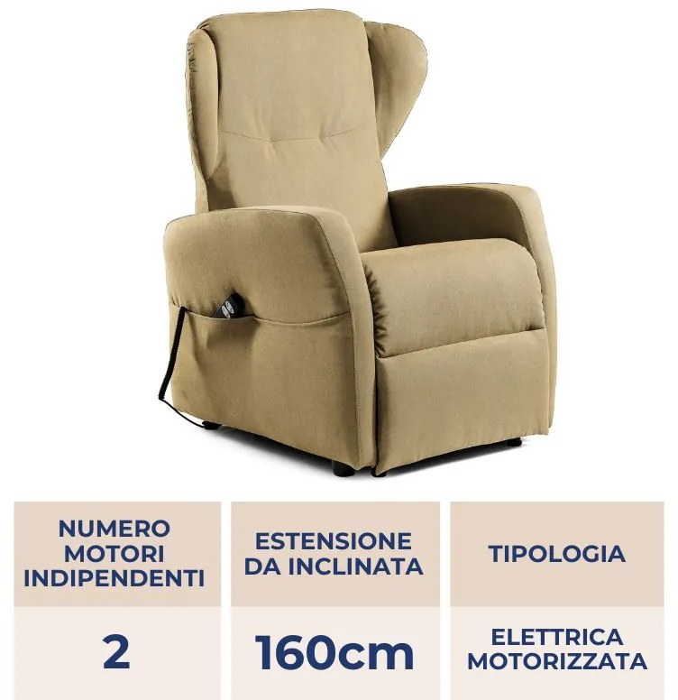 Poltrona relax reclinabile elettrica alzapersona Ginger Beige