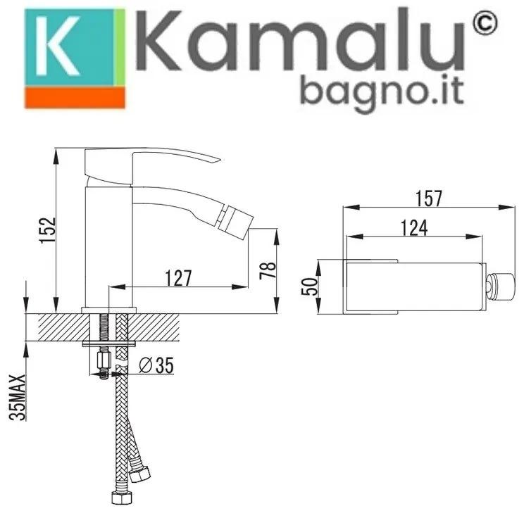 Kamalu - miscelatore bidet design curvo monocomando | lison-b