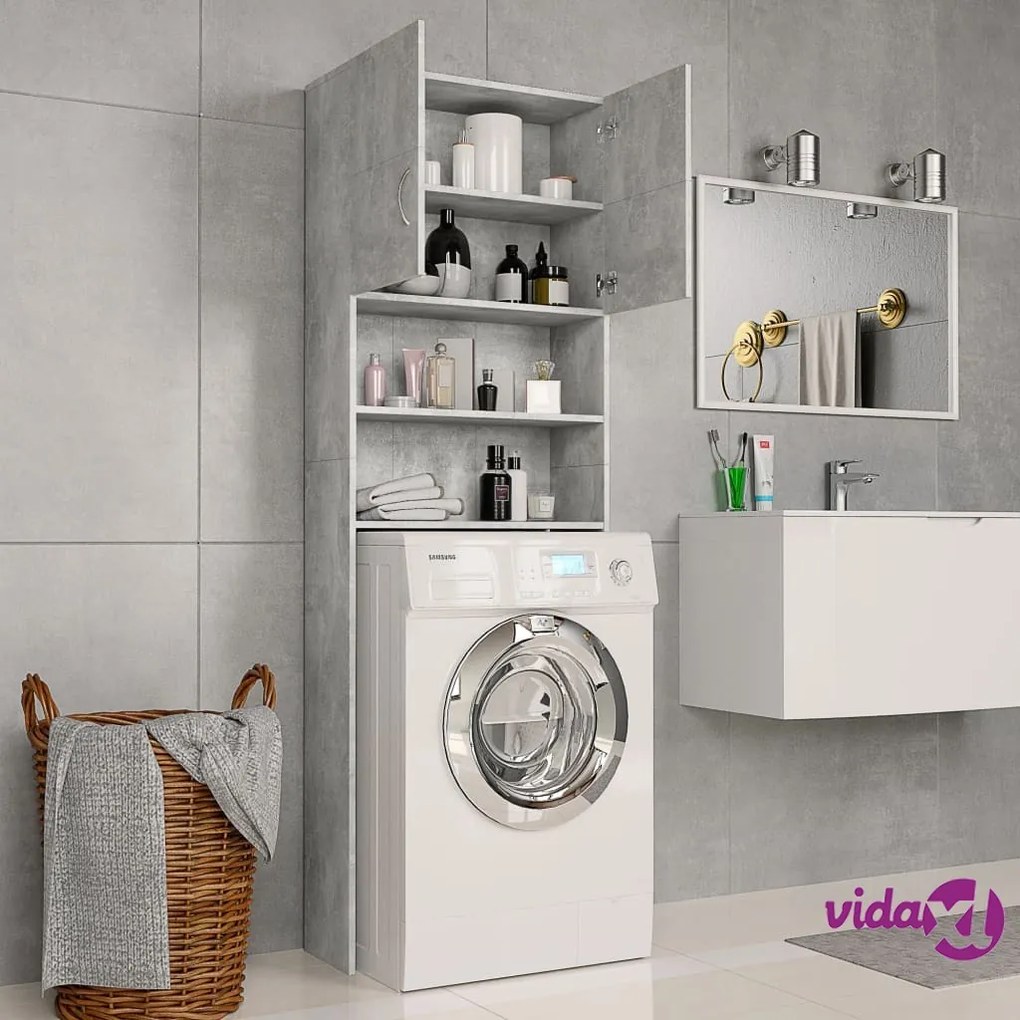 vidaXL Mobile Lavatrice Grigio Cemento 64x25,5x190cm Legno Multistrato