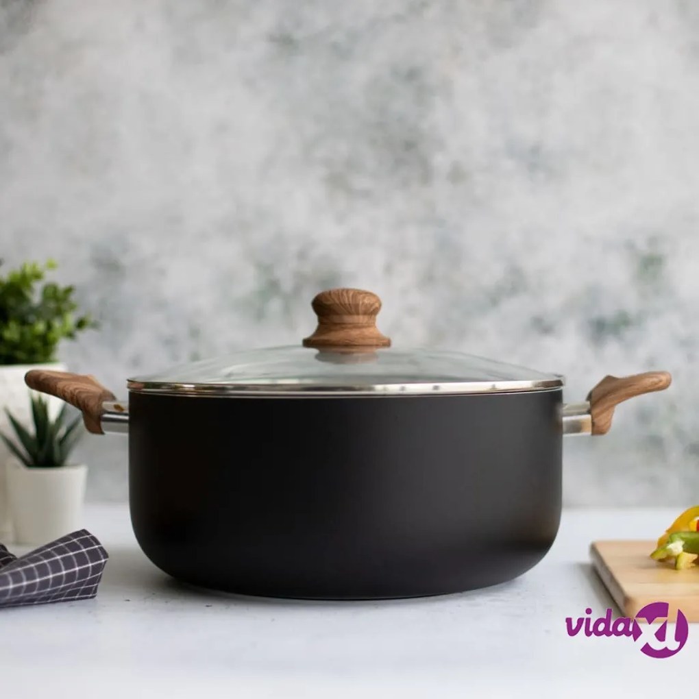 Livoo Casseruola con Effetto Legno e Pietra 28 cm 6 L Alluminio