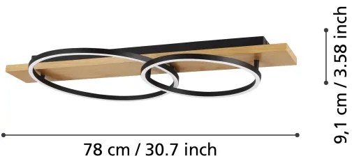 Eglo 901716 - Plafoniera LED BOYAL 2xLED/12W/230V 3000K beige/nero