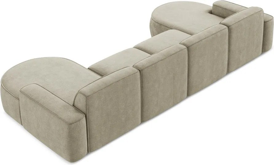 Divano angolare beige (a U) con rivestimento in ciniglia Omao – Makamii