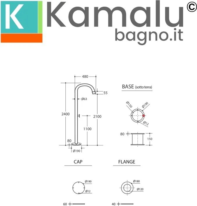 Kamalu - Colonna doccia da esterno design curvo in acciaio inox | KP-Y300S