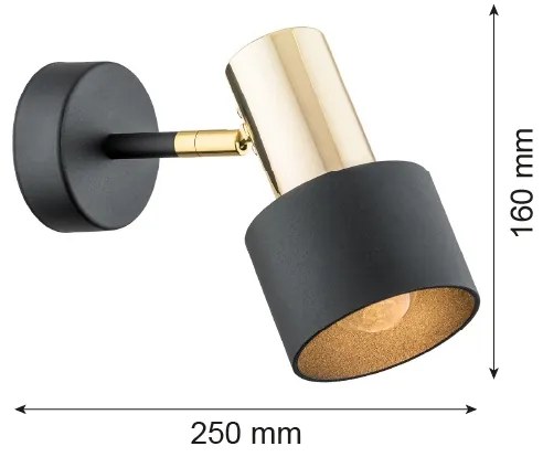 Argon 4265 - Faretto da muro DORIA 1xE27/15W/230V nero/ottone