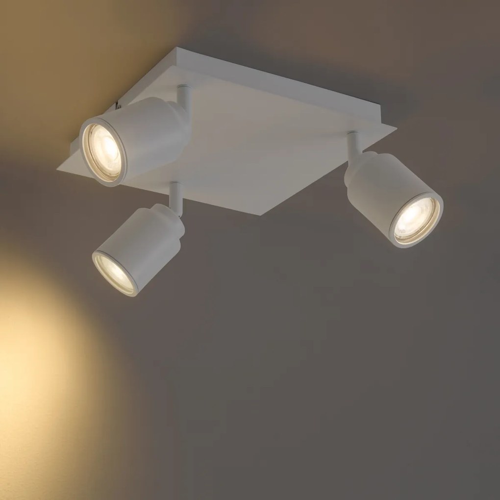 Faretto da bagno moderno quadrato bianco 3 luci IP44 - Ducha