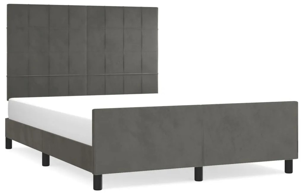 Giroletto con testiera grigio scuro 140x190 cm in velluto
