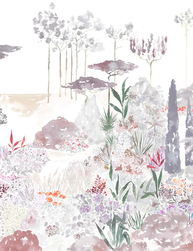 Isidore Leroy Carta da parati panoramica Jardin de France - Gris Rose Panel B