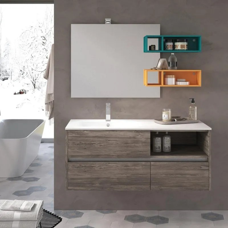 Pensile bagno Eklettica bianco in mdf P 14 x L 50 x H 15 cm