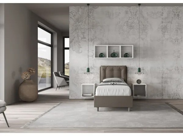 Letto singolo senza rete imbottito 80x190 similpelle cappuccino Annalisa